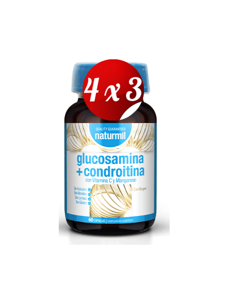 Pack 4x3 uds Glucosamina 500 Mg+Condroitina 400 Mg  60 Capsulas De Dietmed