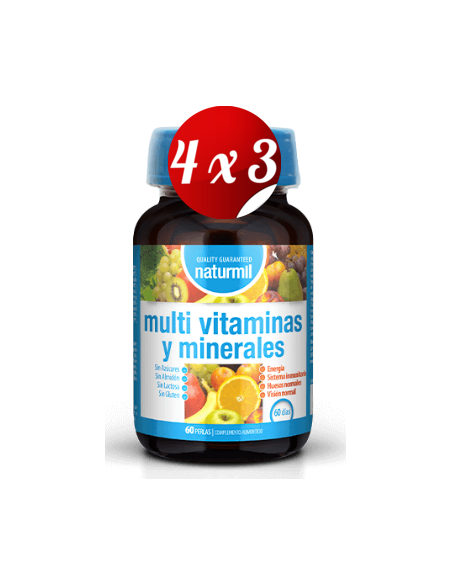 Pack 4x3 uds Multivitaminas & Minerales Perlas 60 Capsulas De Dietmed