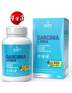 Pack 4x3 Garcinia + Fibra 120 Comprimidos de Herbora