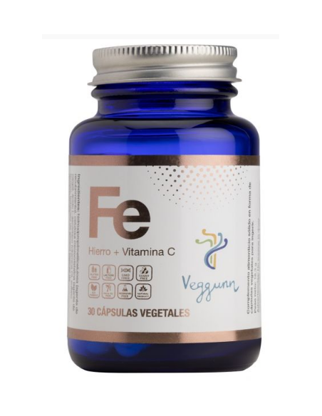 Fe (25 Mg) + Vitamina C Bote Cristal, 30 Cápsulas Veg Veggunn