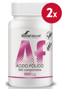 Pack de 2 uds Ácido Fólico 200 comprimidos de liberación sostenida de Soria Natural