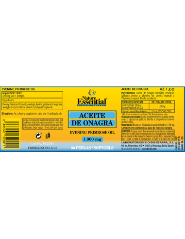 Aceite De Onagra 1000Mg. (10% Gla) 30 Perlas de Nature Essential