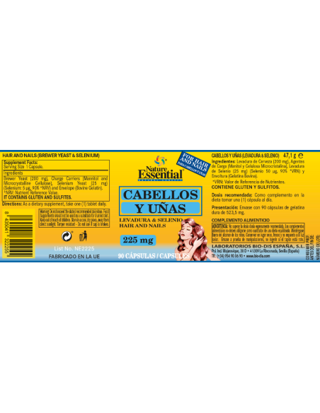 Cabellos y uñas 225 mg. 90 capsulas