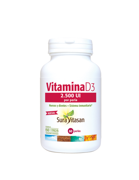 Pack 2 uds Vitamina d3 2500 ui 60 perlas Sura Vitasan