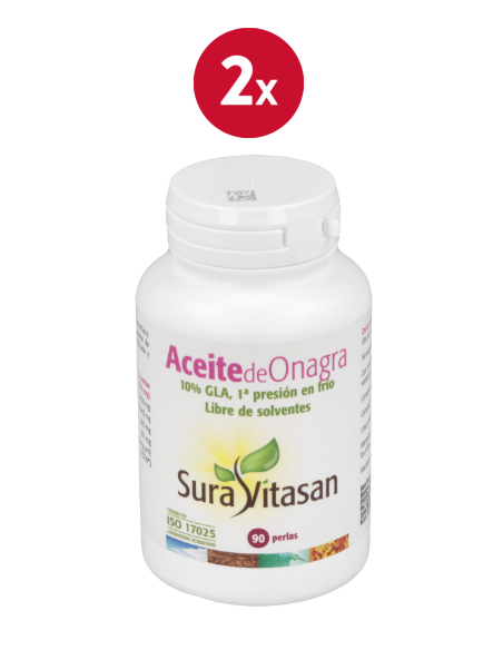 Pack 2 Aceite de Onagra 500mg 90 Perlas Sura Vitasan