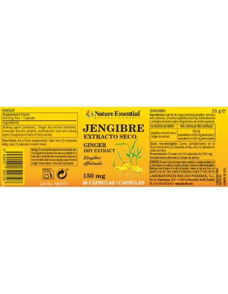 Jengibre 150Mg (Ext. Seco) 50Cap. de Nature Essential