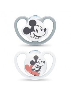 Chupete Space Mickey Gris 18-36 Silicona 2Ud. de Nuk