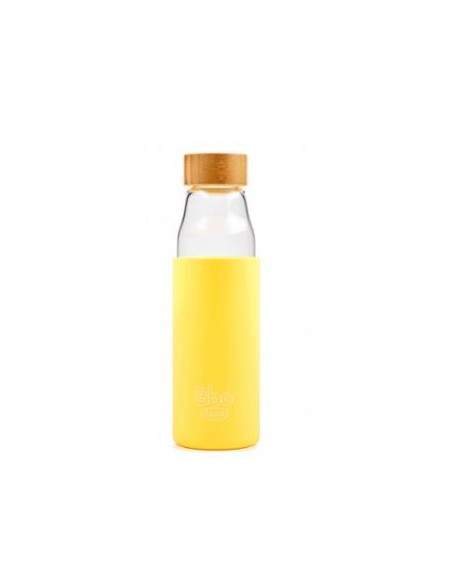 Botella Borosilicato Tapon  Bambu Amarillo 500Ml de Irisana