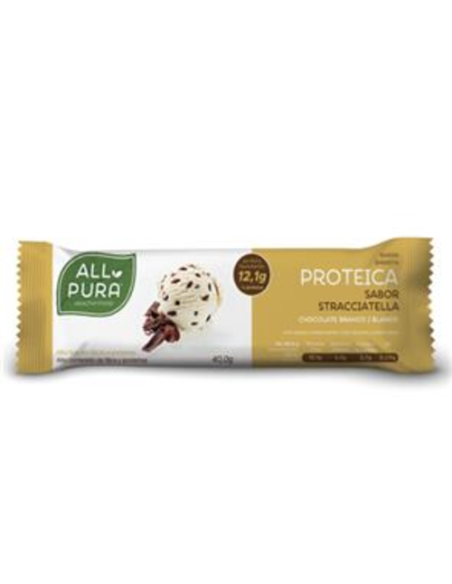 Barra Proteica Chocolate Blanco Stracciatella 40g All Pura