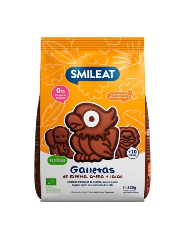 Galletas Infantiles De Avena, Espelta Y Cacao Bio, 220 G de Smileat