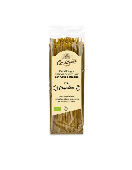CAPELLINI DE TRIGO ALBAHACA Y AJO 500 g de Castagno