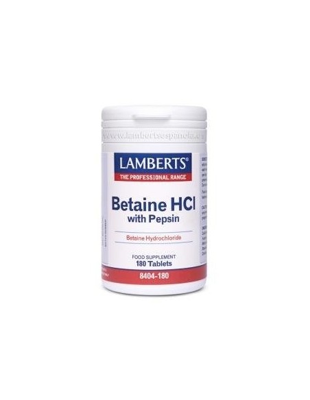 BetaÃ­na HCl 324 mg y Pepsina 5 mg 180 Tabs de Lamberts