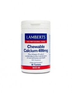 Calcio Masticable 400 mg (Con Vitamina D3 y FOS) 60 Tabs de Lamberts