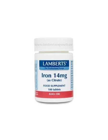 Hierro 14 mg (Como citrato) 100 Tabs de Lamberts