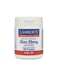Zinc 25 mg (Como citrato) 120 tabs de Lamberts