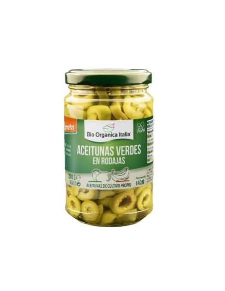 Aceitunas Verdes Laminadas 140 Gr Demeter de Bio Organica Italia