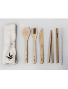 Banbu Set De Cubiertos De Bambu+Funda De Tela. de Banbu