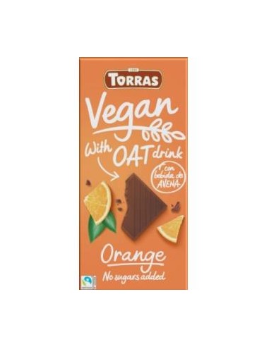 Chocolate Con Bebida Avena-Naranja 100Gr Vegan de Torras