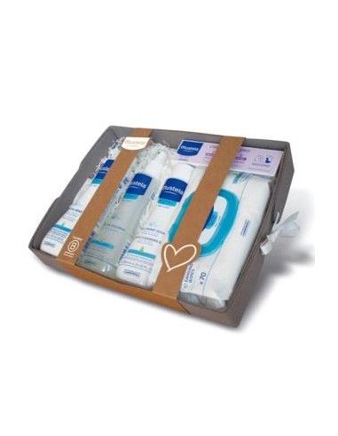 Canastilla Gris Leche Corp+Colonia+Gel+Crema+Toall de Mustela