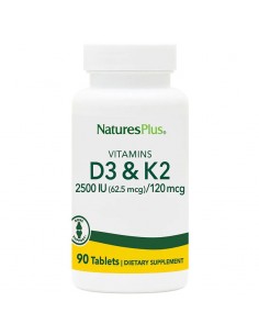 Vitamina D3 2500Ui / Vitamina K2 90 Comprimidos  de Natures Plus
