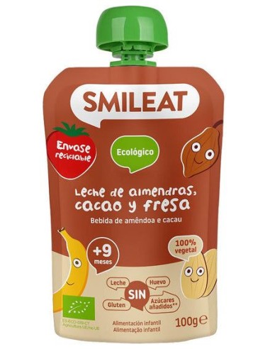 Pouch De Leche De Almendras, Cacao Y Fresa Bio, 100 G de Smileat