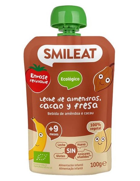 Pouch De Leche De Almendras, Cacao Y Fresa Bio, 100 G de Smileat
