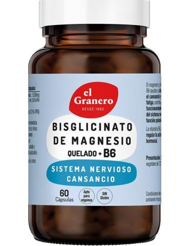 Bisglicinato De Magnesio Con B6 60 Cap Vegan de El Granero