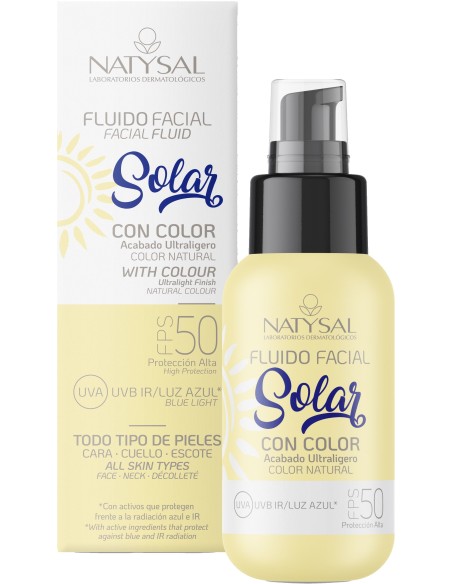 Solar Spf50 Facial Con Color Resistente Agua 50 Ml de Natysal