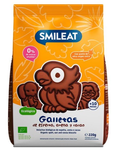 Galletas Infantiles De Avena, Espelta Y Cacao Bio, 220 G de Smileat