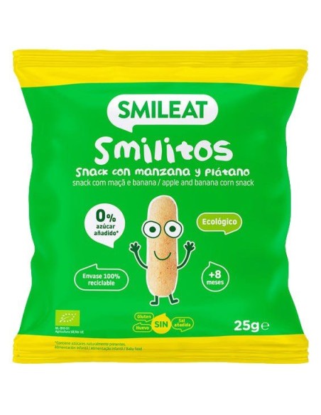 Gusanitos Con Manzana Y Plátano Bio, 25 G de Smileat