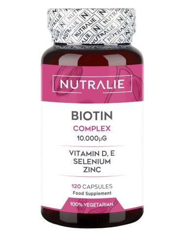 Biotina 10000Mcg + Vitaminas E y D | Nutralie 120 cápsulas