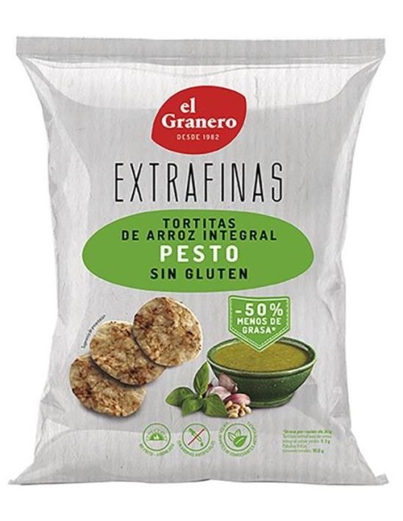 Extrafinas Tortitas De Arroz Integral Pesto Sin Gluten, 60 G de El Granero Integral