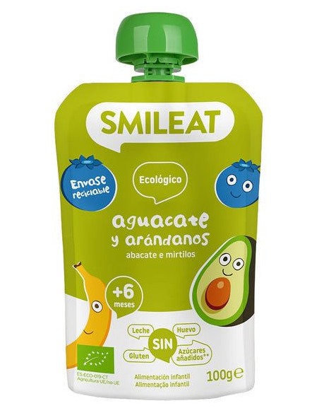 Pouch De Aguacate Y Arándanos Bio, 100 G de Smileat