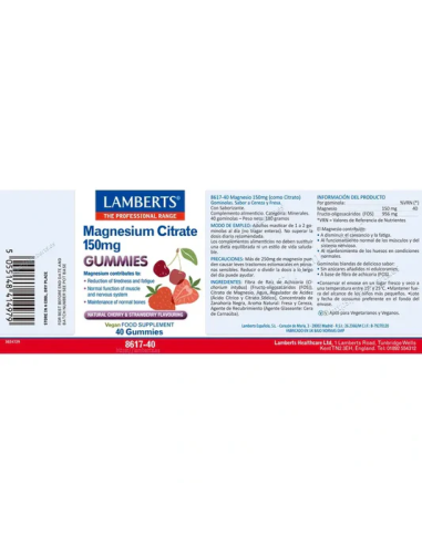 Pack 2 Citrato de Magnesio Gummies Lamberts 40 unidades