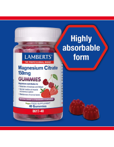 Pack 2 Citrato de Magnesio Gummies Lamberts 40 unidades