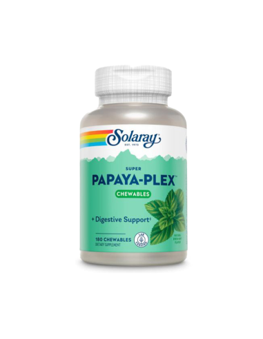 Papaya Plex Solaray 90 Comprimidos Masticables Piña