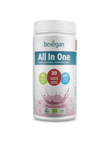 All In One Batido Nutricional Fresa 450Gr. Bio Sg Vegan de Bevegan