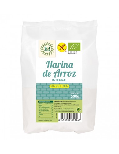 Harina De Arroz Integral Sin Gluten Bio 500 G De Solnatural
