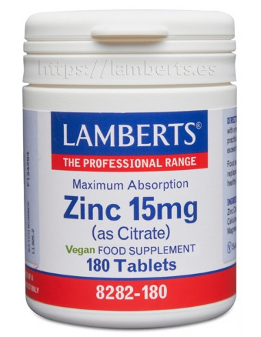 Pack 2 Uds. Zinc 15 mg (Como citrato) de Lamberts