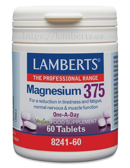 Pack 2 Magnesio 375 mg 60 Tabs Lamberts - Vitalidad y Salud