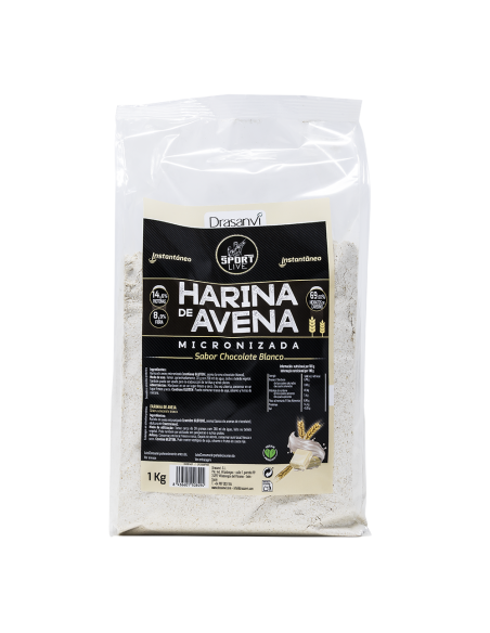 Harina de Avena Chocolate Blanco 1Kg Sport Live Drasanvi