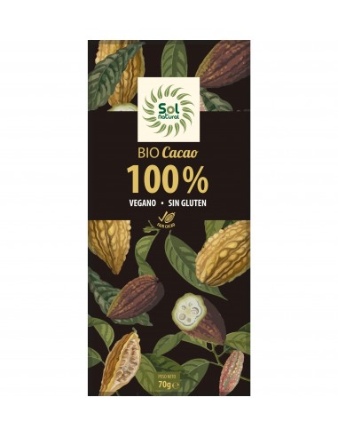 Tableta De Cacao Puro 100% Bio 70 G De Solnatural
