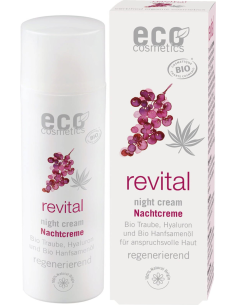 Crema Noche Revital 50ml con Uva, Cáñamo y Ácido Hialurónico