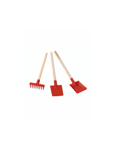Set de jardinería infantil rojo Redecker: pala, rastrillo y más