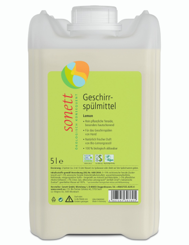 Lavavajillas líquido a mano Sonett 5L ecológico y eficaz