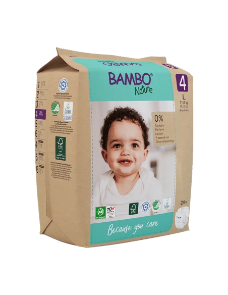 Pañales Bambo Nature Talla 4, 7-14 kg, 24 unidades ecológicas