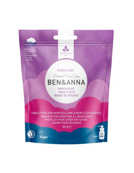 Jabón en espuma Purple Sky Ben&Anna 55g, tabs concentrados