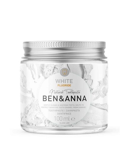 Dentífrico White Ben&Anna 100ml con flúor en tarro de cristal