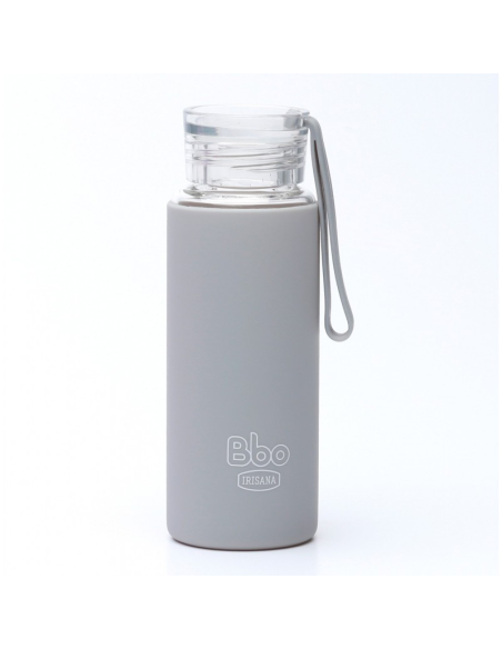 Botella Bbo4 Mini Gris 330 ml Borosilicato y Silicona Irisana