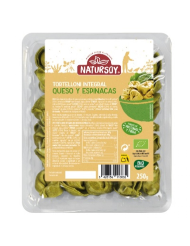 Tortelloni integrales con queso y espinacas